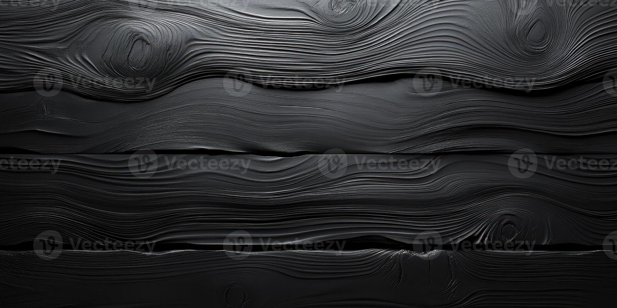 Textured black wooden planks with intricate grain patterns for artistic backgrounds in design projects photo