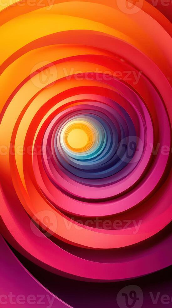 Vibrant concentric circles create a stunning visual effect in a colorful abstract design featuring warm and cool tones photo
