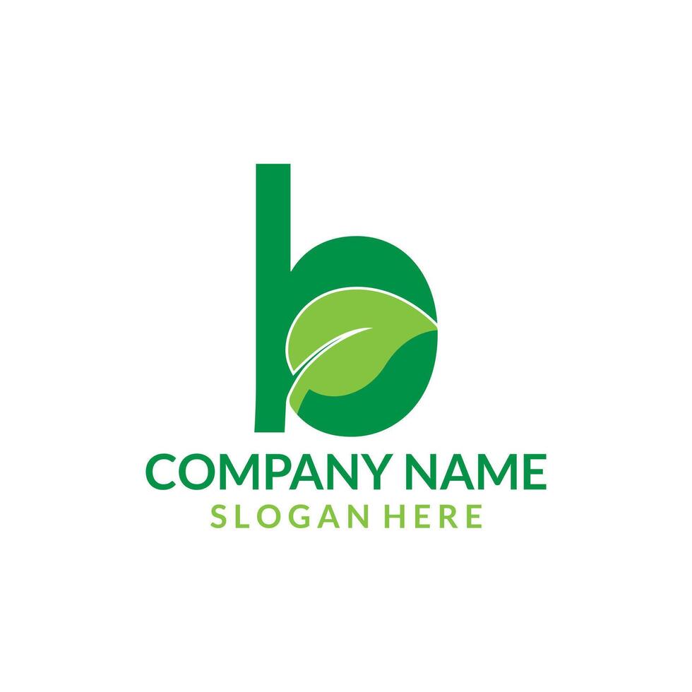 B leaf letter logo design vector