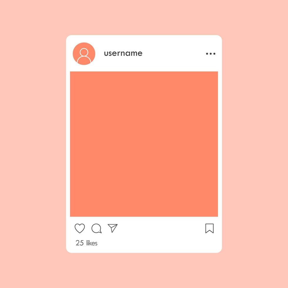 Social Network Orange Post Blank Frame Template vector