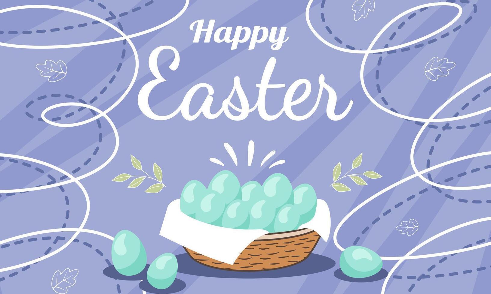 Happy Easter banner or background. Trendy Easter design with typography, eggs in pastel colors. vector