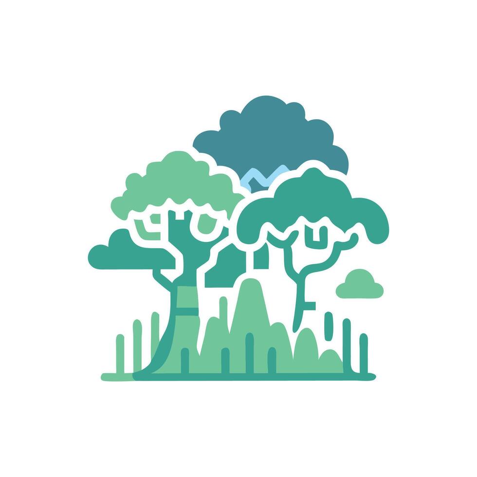 Lush Rainforest Scene with Diverse Flora vector