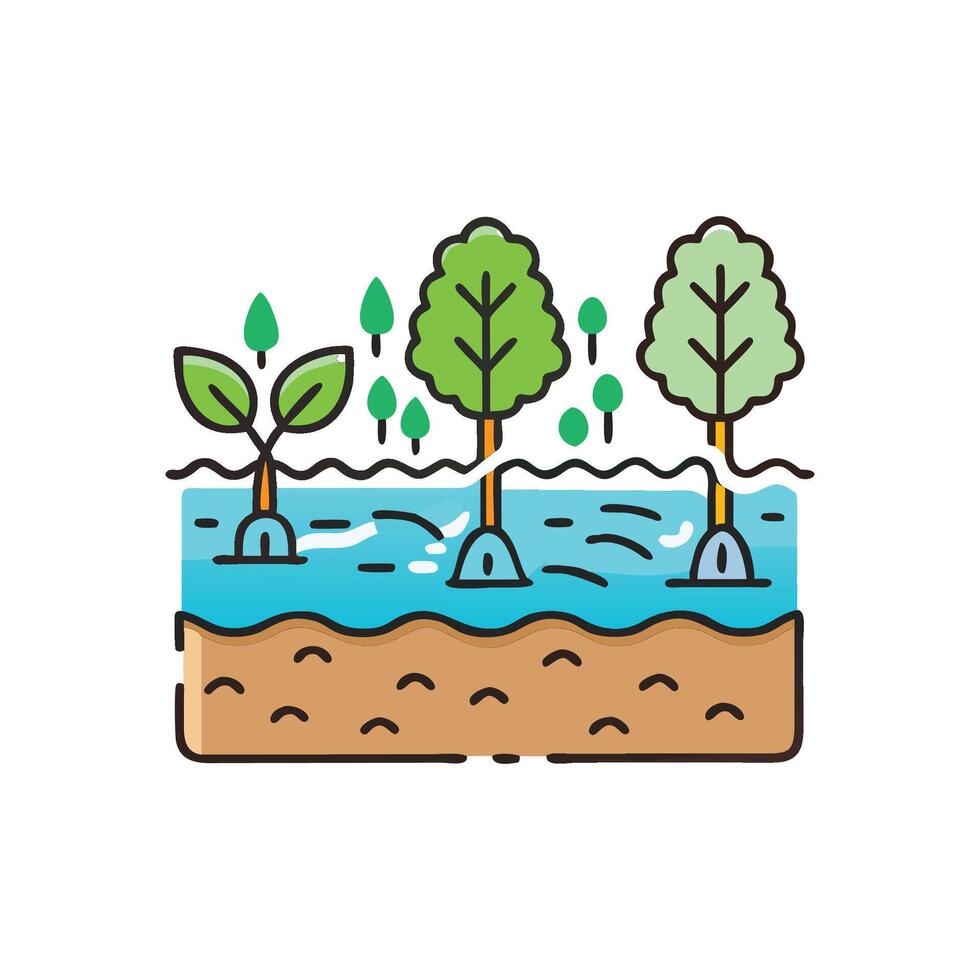 Vital Wetland Restoration Landscape Illustration vector