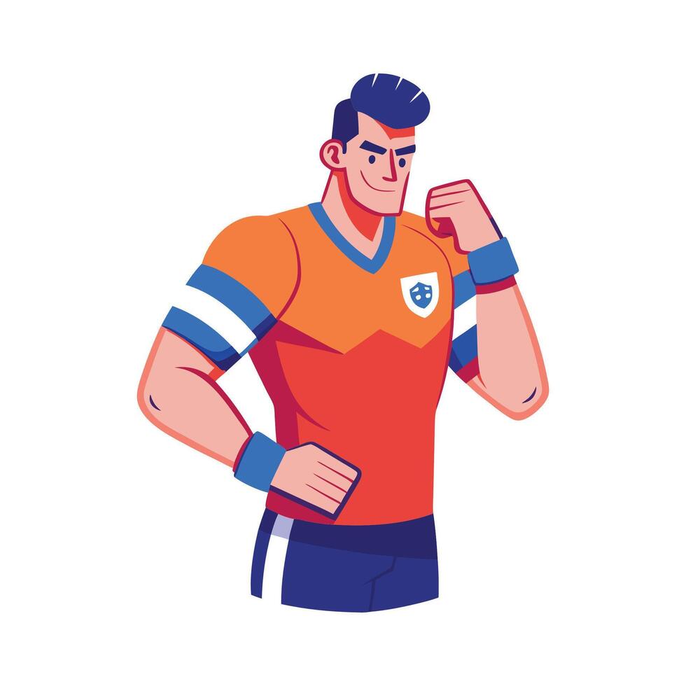 Dynamic Football Player Adjusting Armband Icon vector