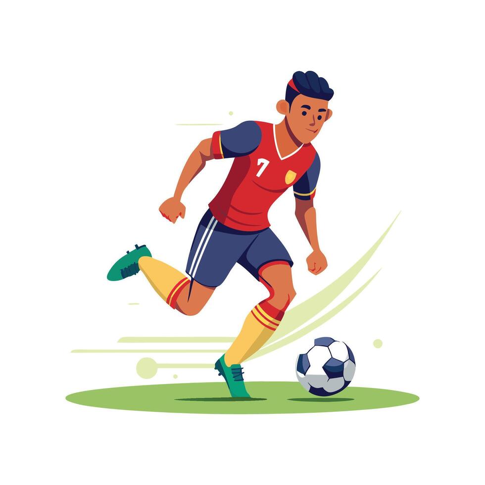 Football Player Making Solo Run Towards Goal vector