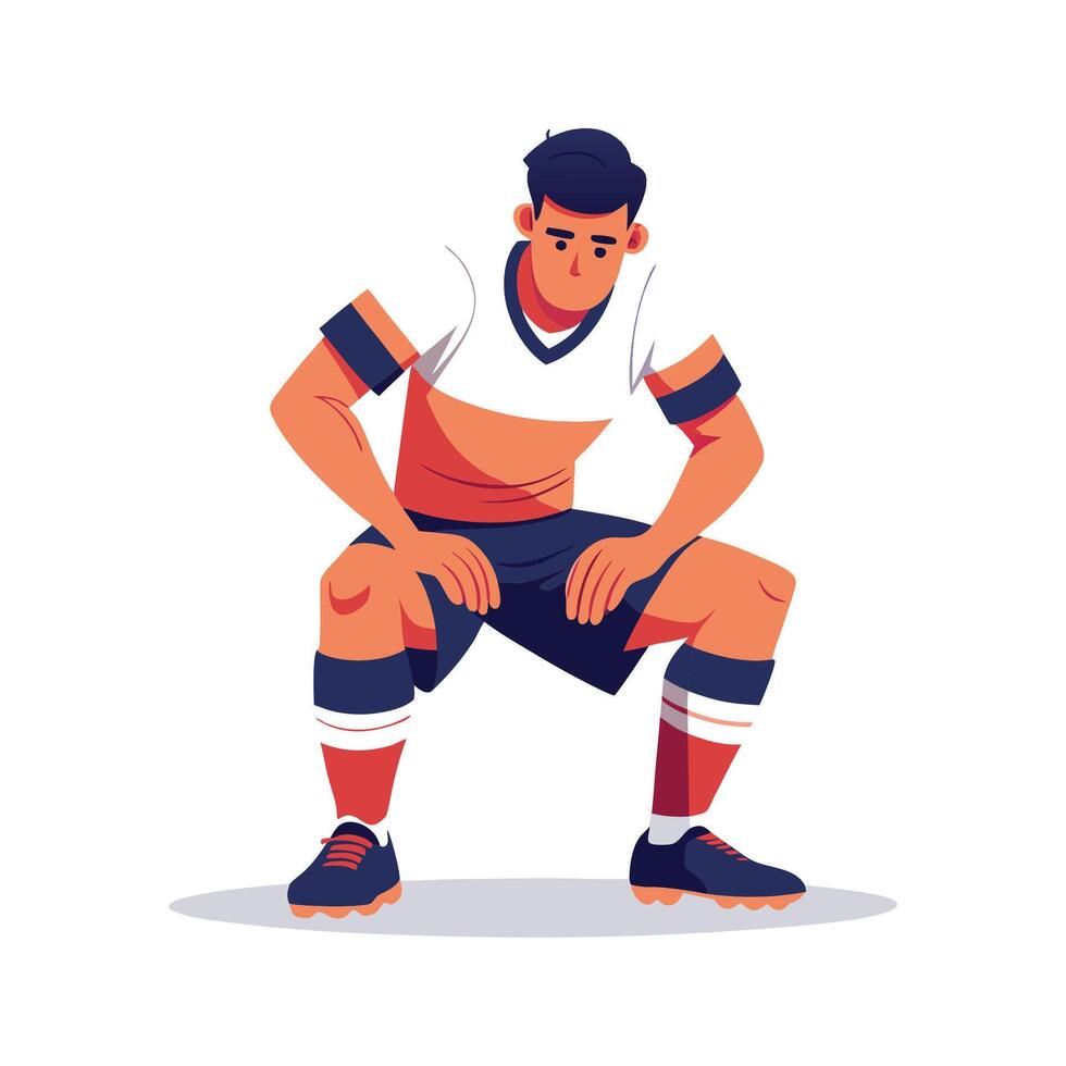 Football Player Preparing by Checking Shin Guards vector