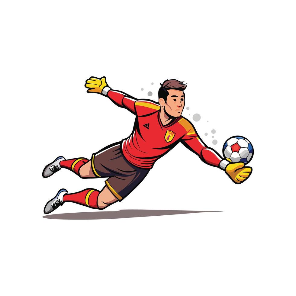 Athletic Goalkeeper Diving to Save Penalty vector