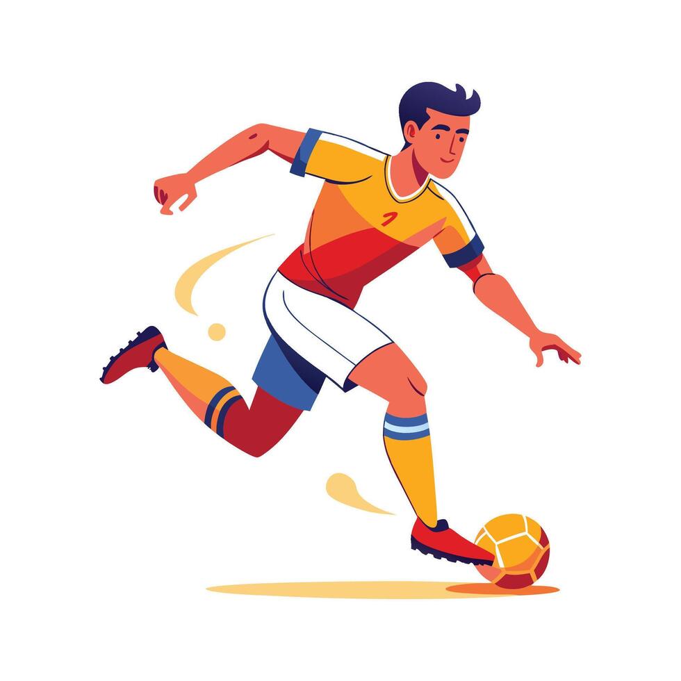 Football Player Skillfully Dodging Tackle. vector