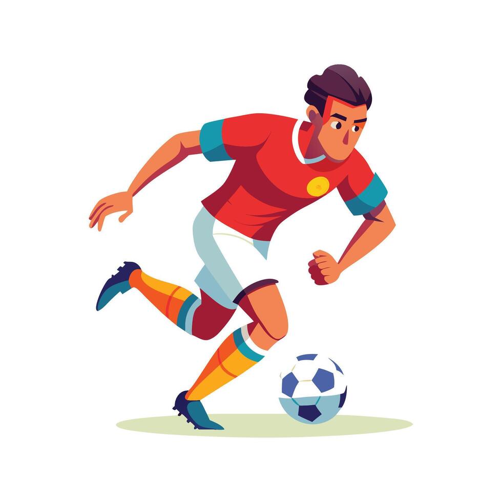 Football Player Dribbling Past Opponent with Skill vector