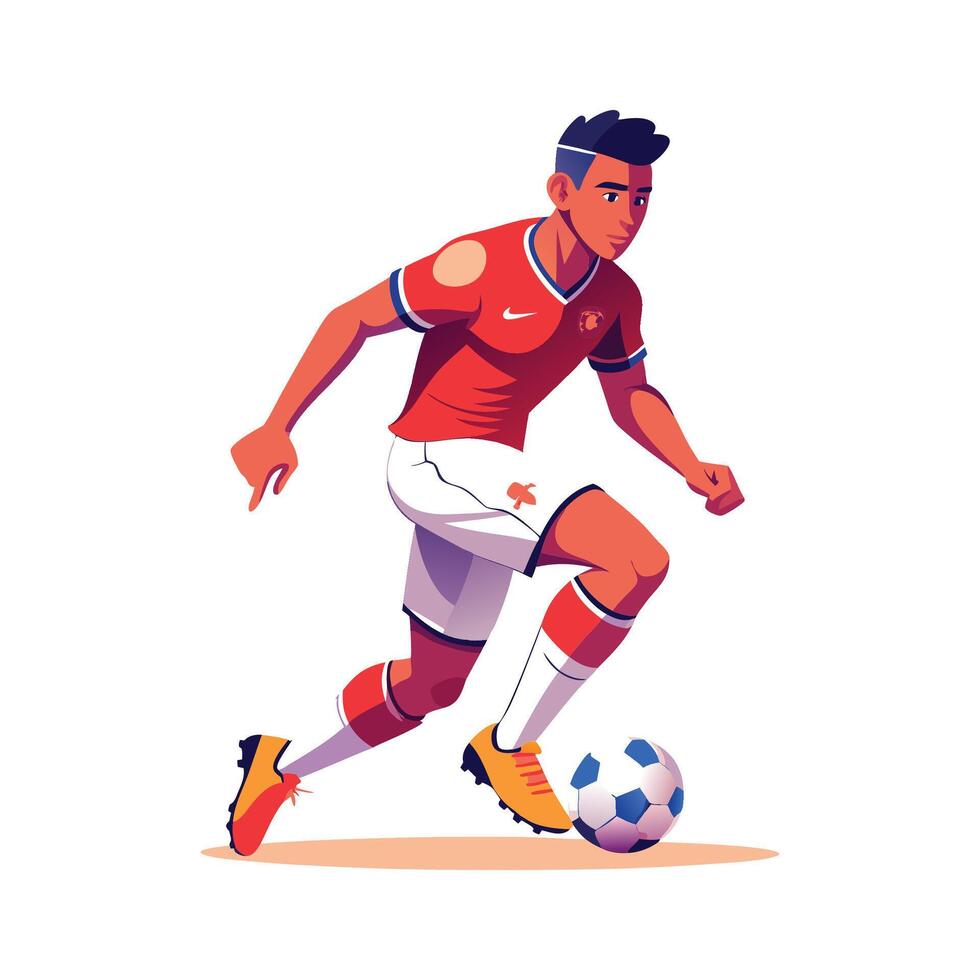 Football Players Skillful Dribble in Play vector