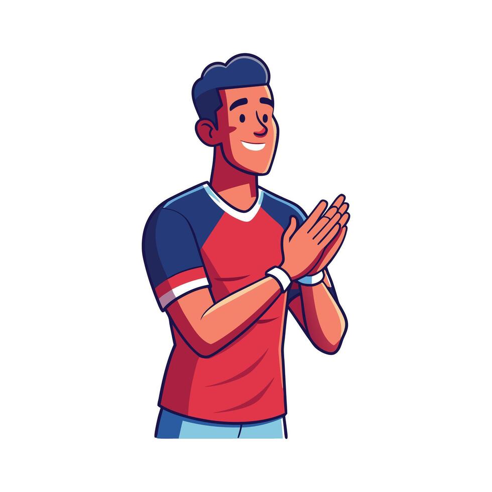 Football Player Cheering Teammates with Clap vector