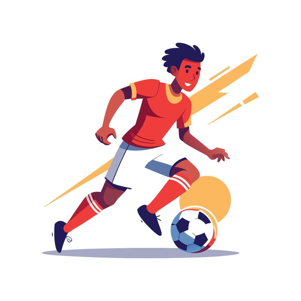 Football Player Executing Nutmeg Move in Play vector