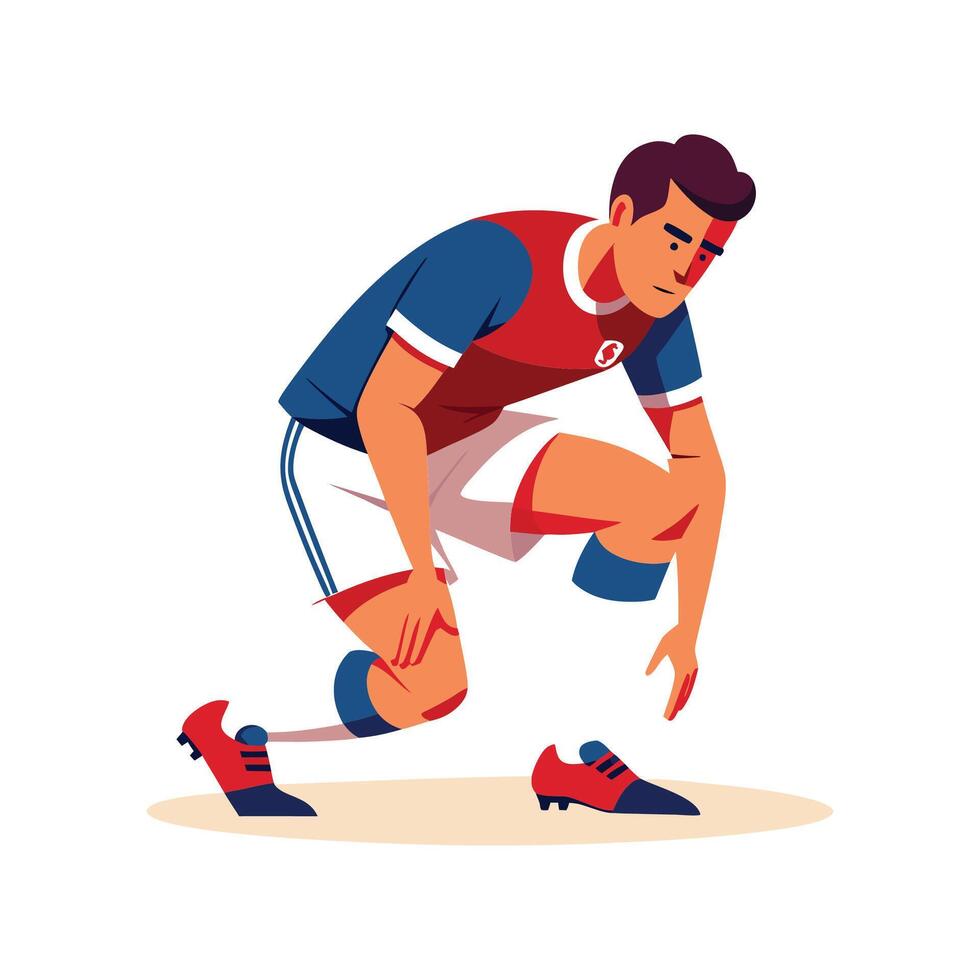 Football Player Preparing Shin Guards for Match vector
