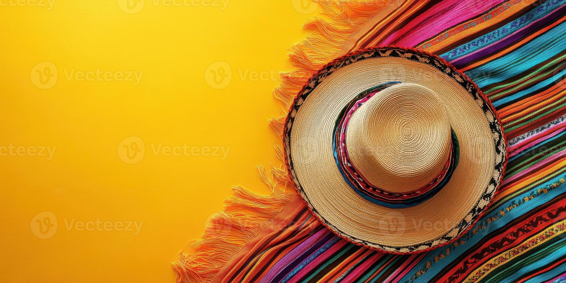 Colorful sombrero and vibrant blanket create a festive atmosphere perfect for a celebration photo