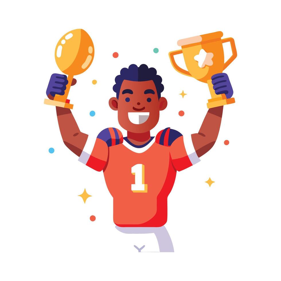 Exciting Trophy Hold by Football Player vector