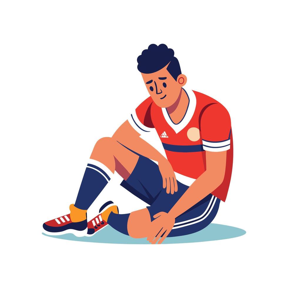 Football Player Holding Ankle After Foul vector