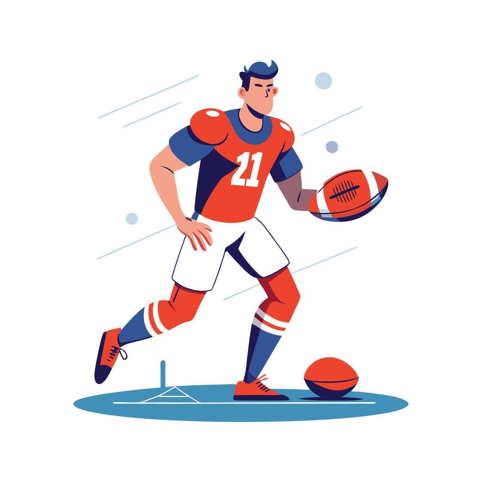 Football Player Midfield Ball Hold Position vector
