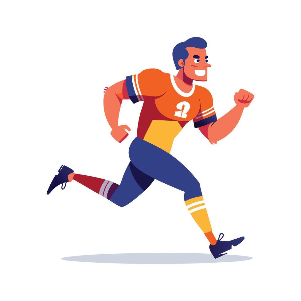 Football Player Jogging with Concentration vector