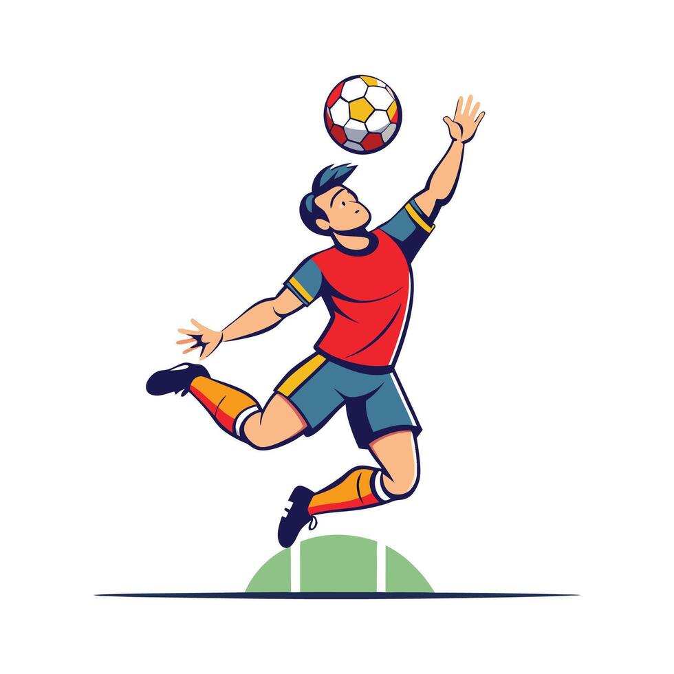 Dynamic Jump for Cross by Football Player vector