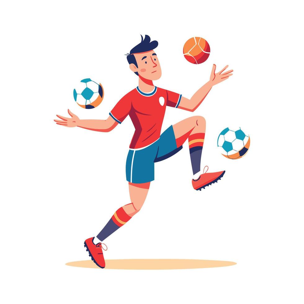 Football Player Juggling Ball with Skill vector