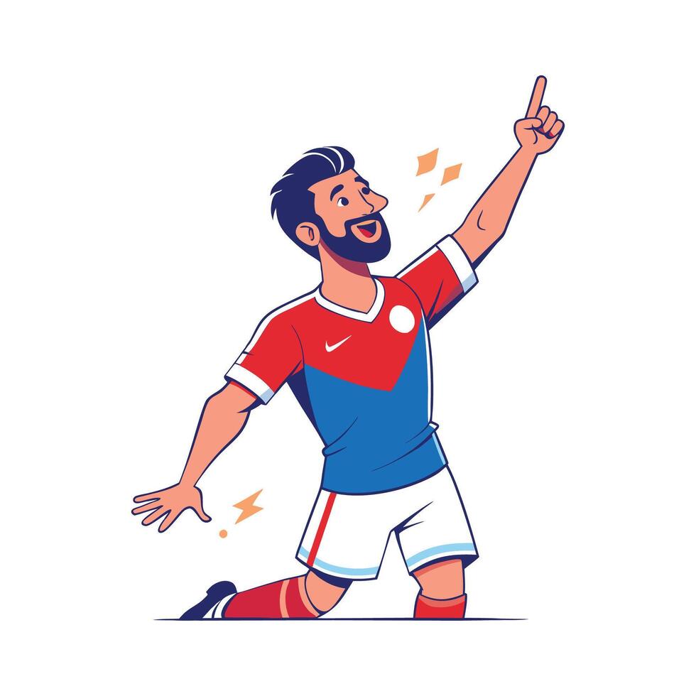 Football Player Pointing Skyward After Scoring vector