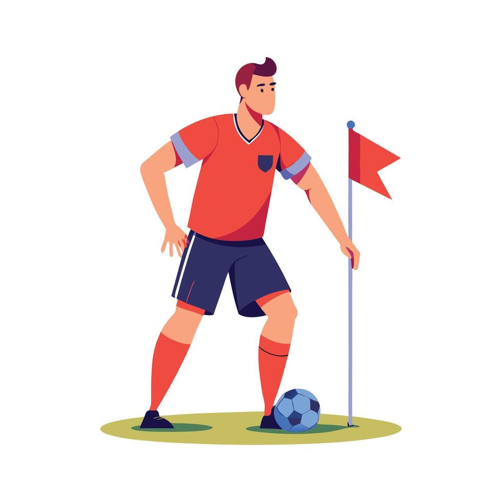 Football Player Perfecting Corner Kick Skill vector