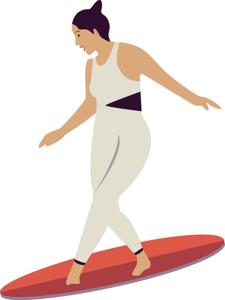Illustration of Woman Surfer with Flat Design. vector