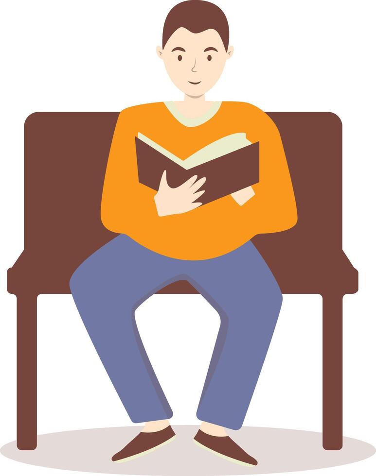 Man Reading a Book While Sitting vector