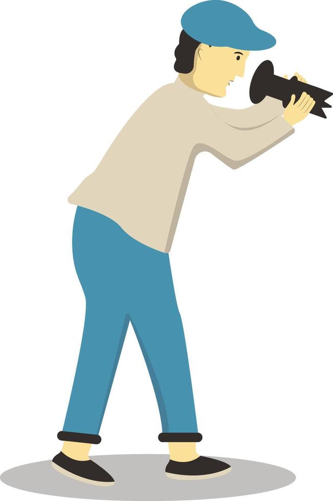 Men Professional Photographer in Flat Design vector