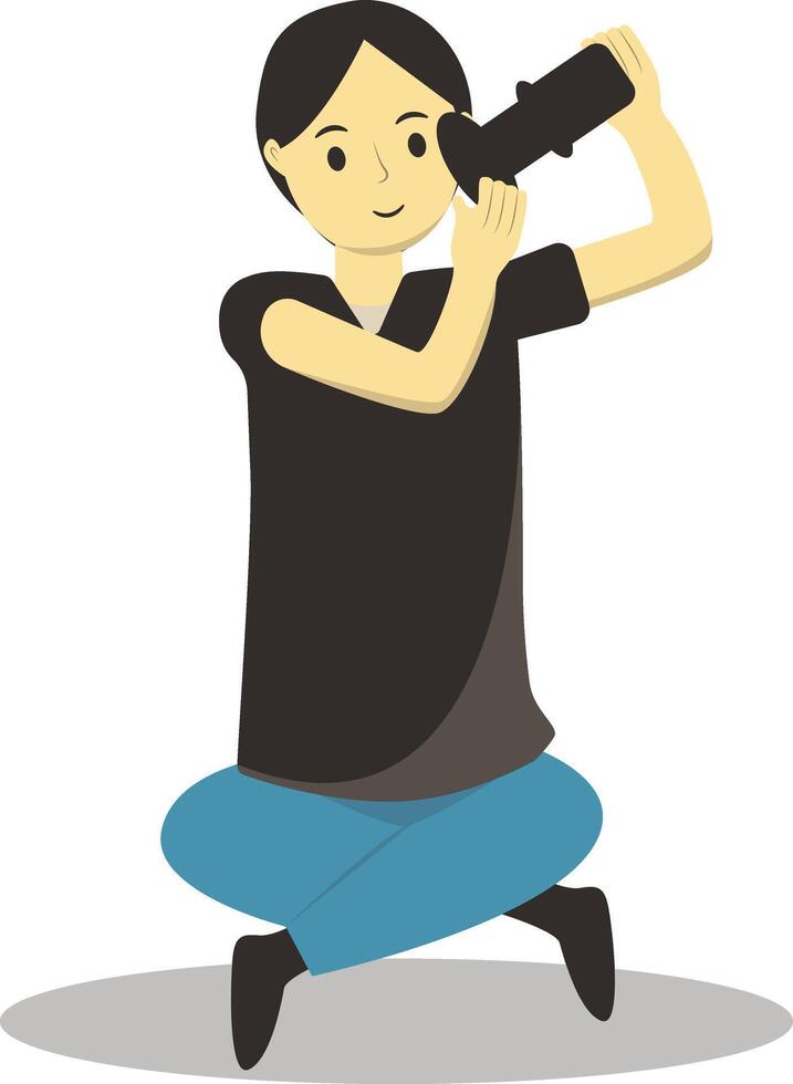 Woman Professional Photographer with Cartoon Design. vector