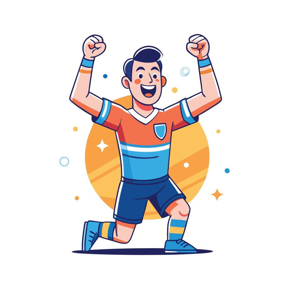 Player Joyfully Celebrating with Fist Pump vector