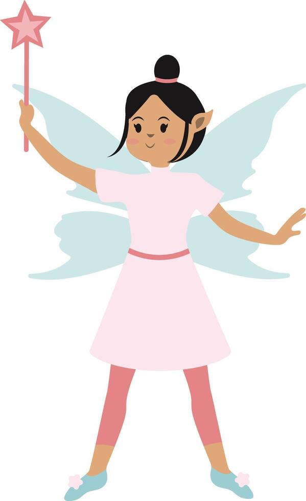 Little Lady Fairy Illustration with Cartoon Shape. vector