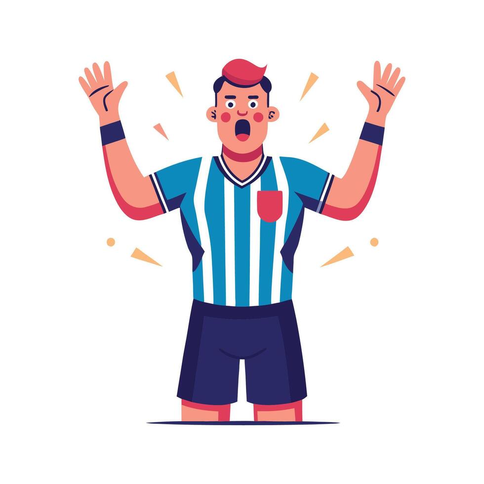 Football Player Reacting to Controversial Referee vector