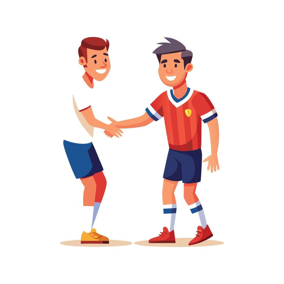 Football Player Giving Handshake to Opponent vector