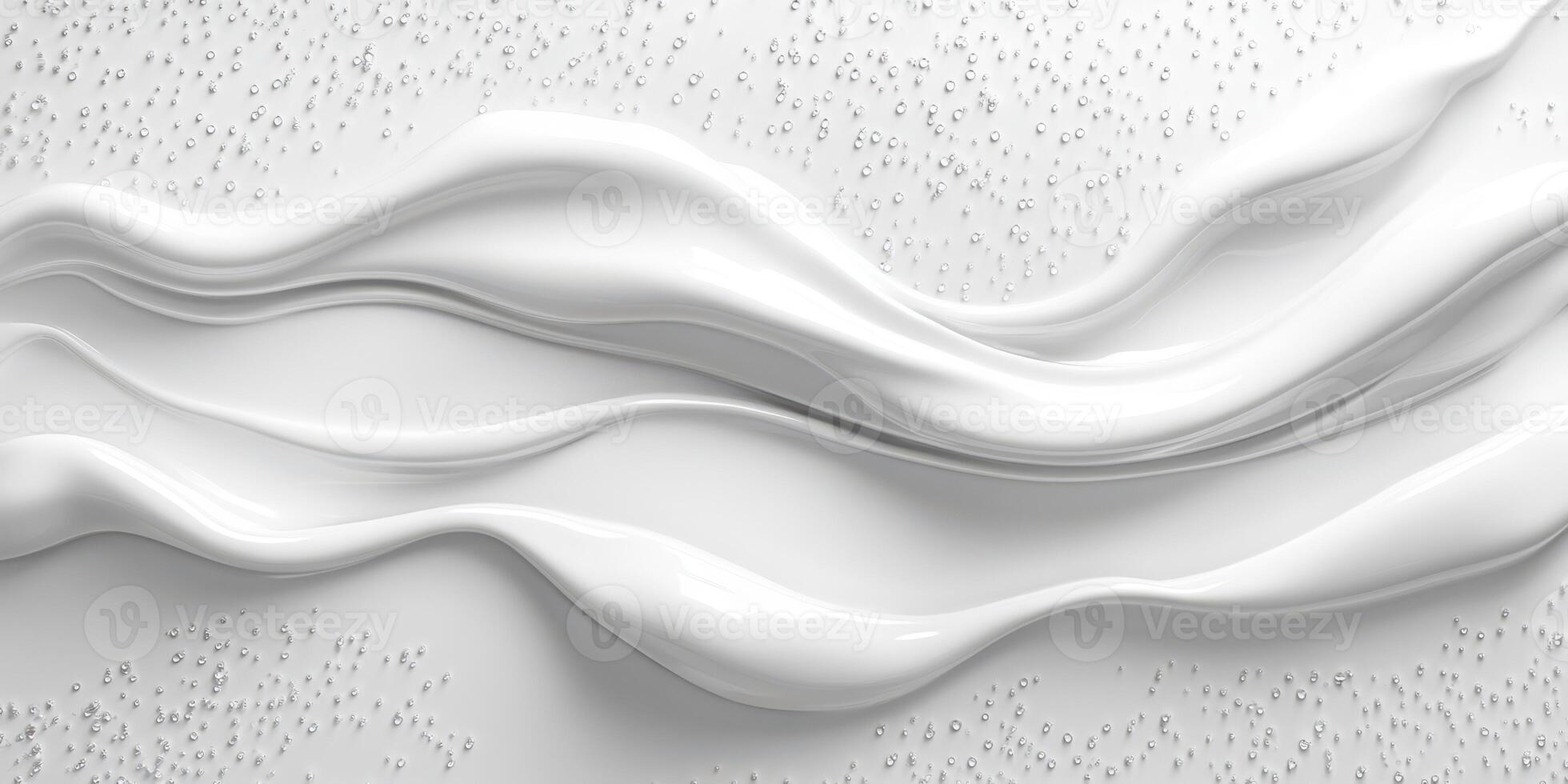 Elegant white waves of cream flowing smoothly across a textured surface in a bright, minimalistic setting photo