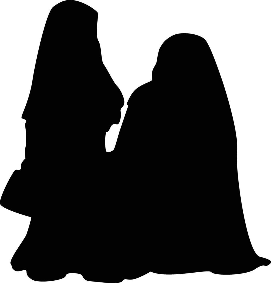 Black Silhouette of Pray Muslim Woman vector