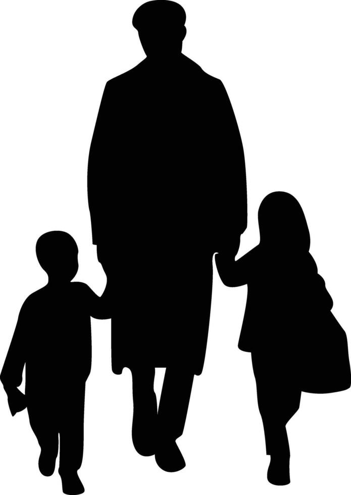 Black Silhouette of Pray Muslim in Flat Design vector