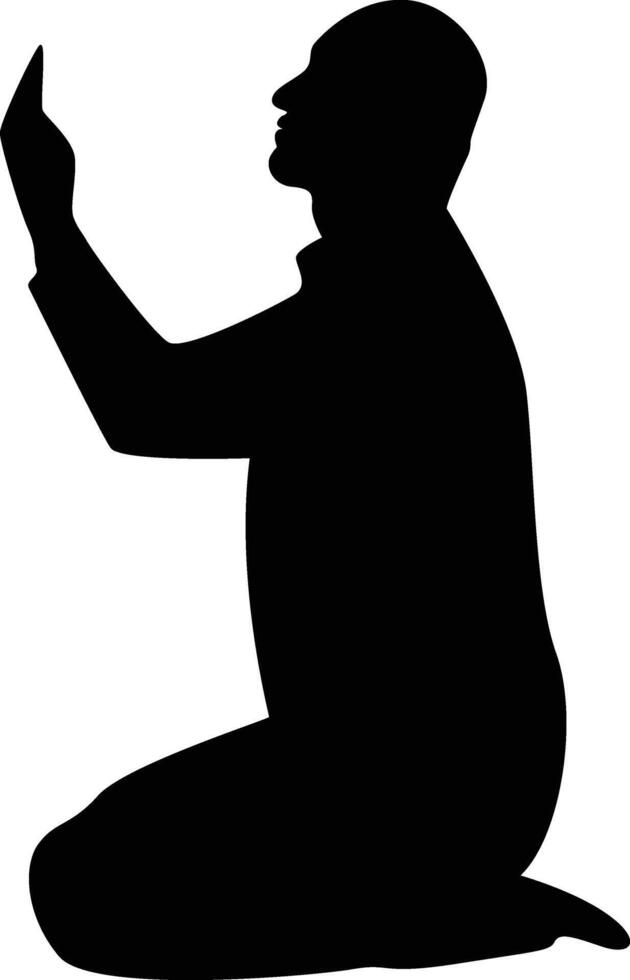 Black Silhouette of Pray Muslim. vector