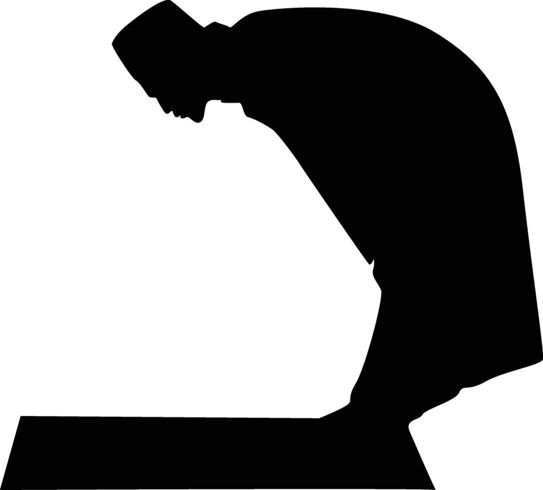 Black Silhouette of Pray Muslim Isolated on White Background vector