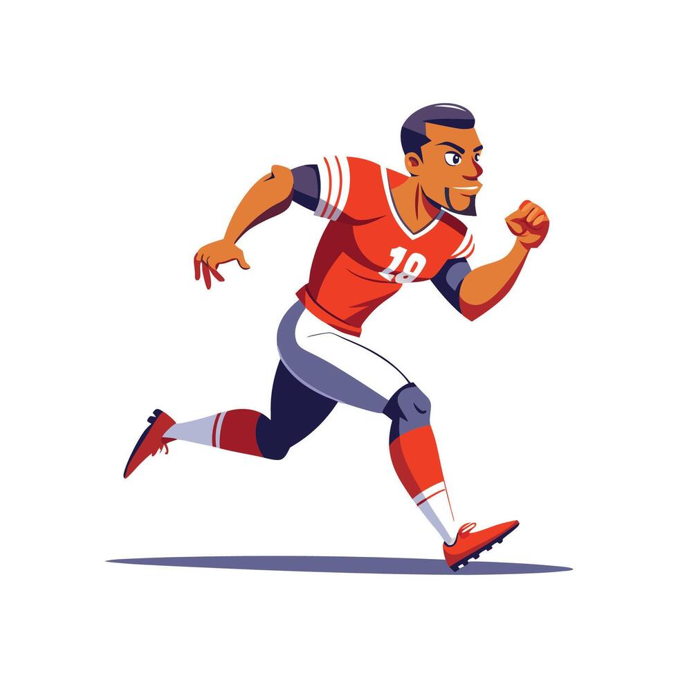 Football Player Sprinting Across Field vector