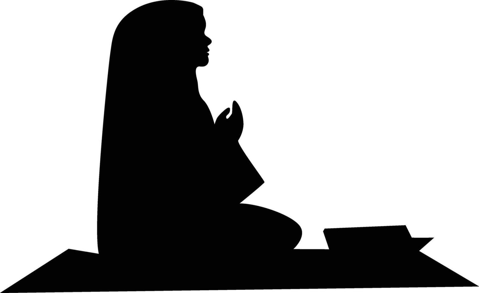 Black Silhouette of Pray Muslim Woman. vector