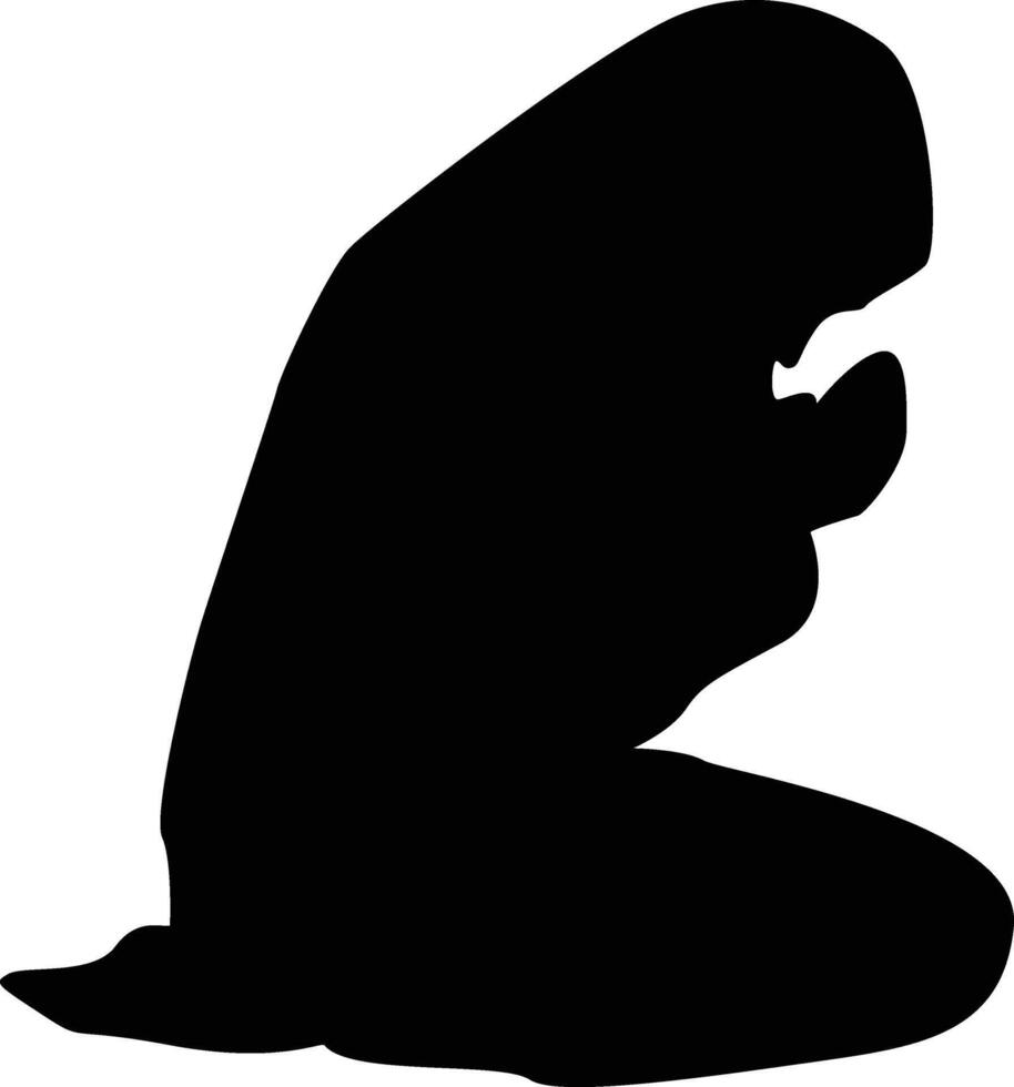 Black Silhouette of Pray Muslim vector