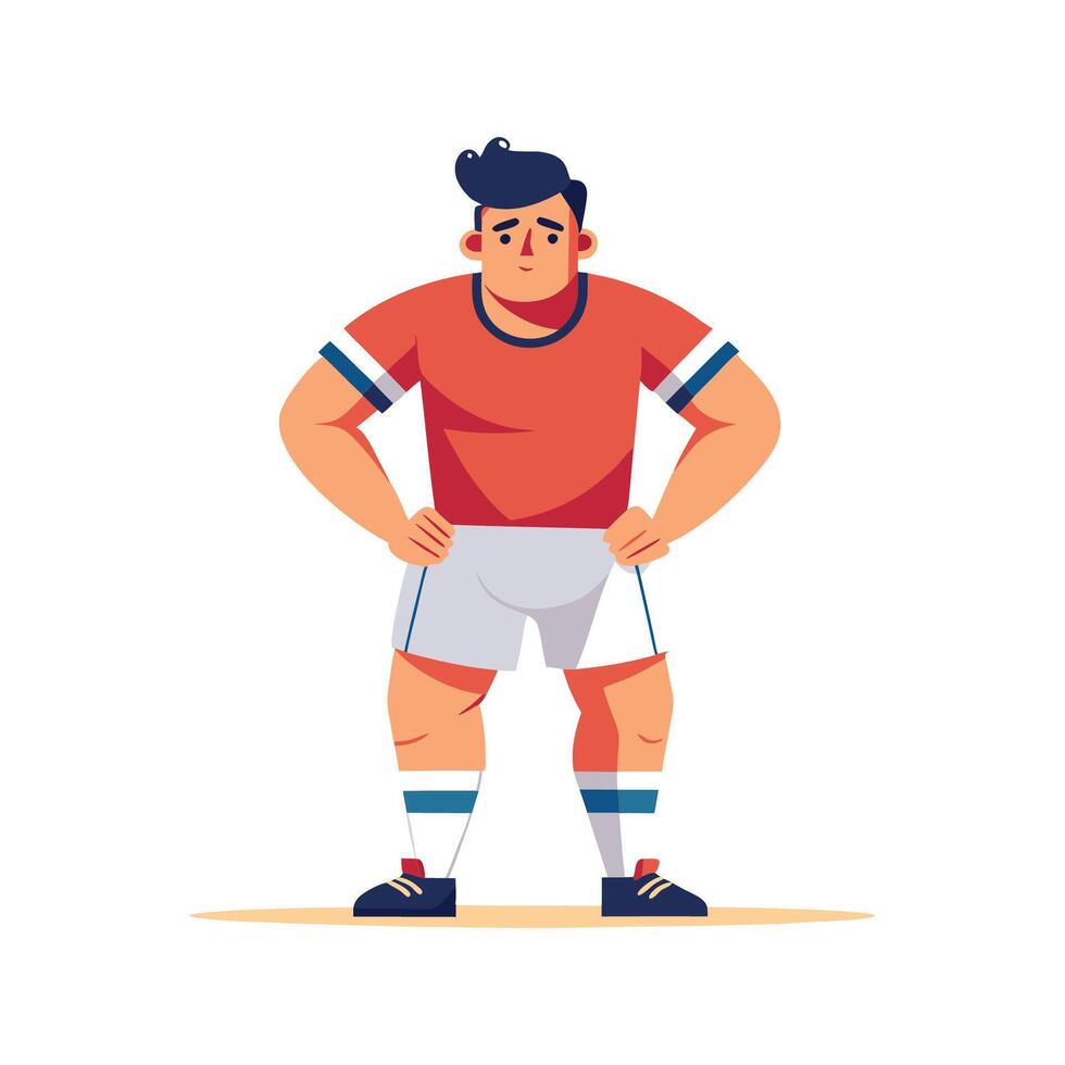 Football Player Exhausted but Content After Game vector