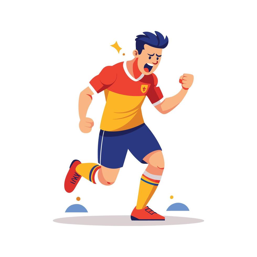 Football Player Expressing Frustration by Stomping vector