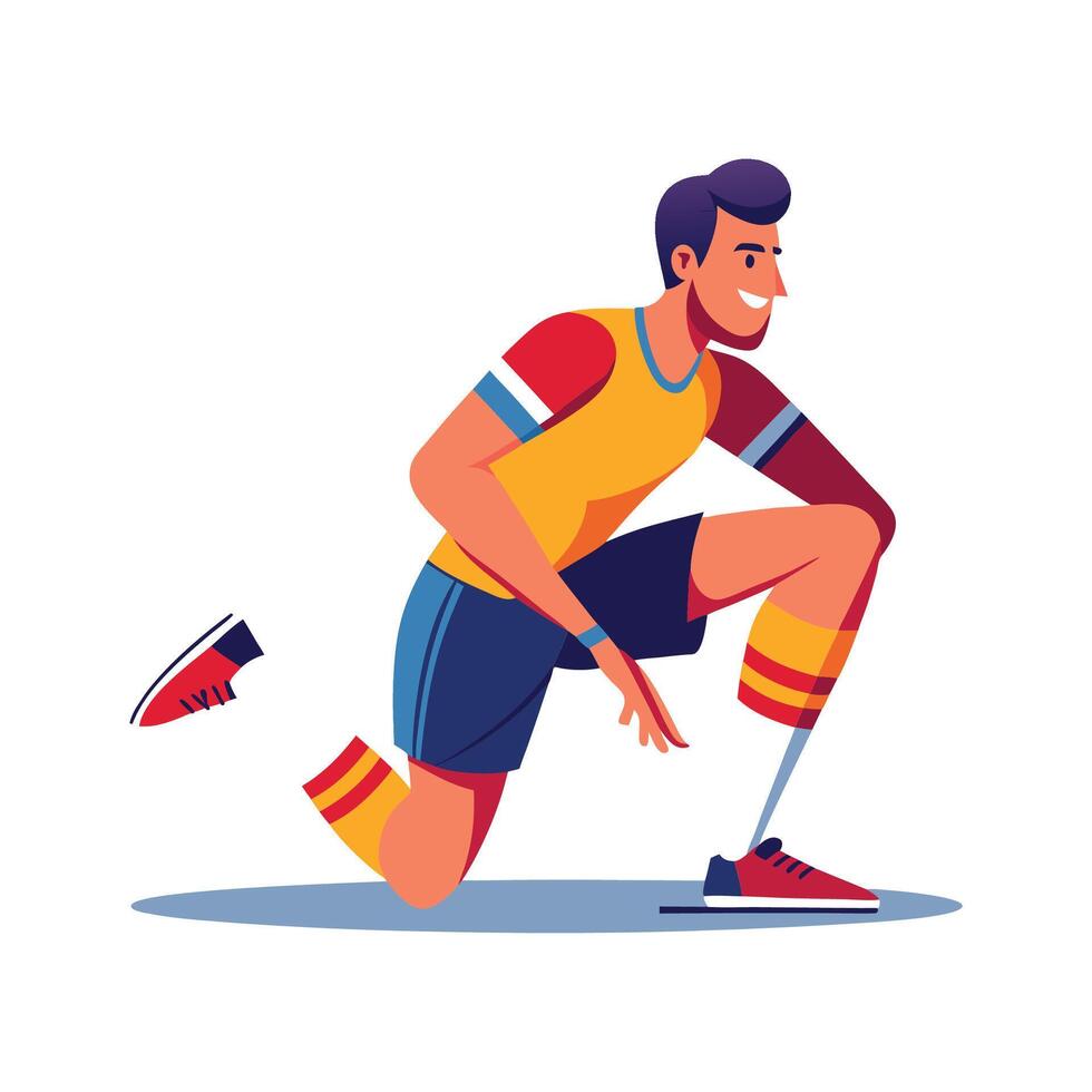 Football Player Preparing Leg for Match vector