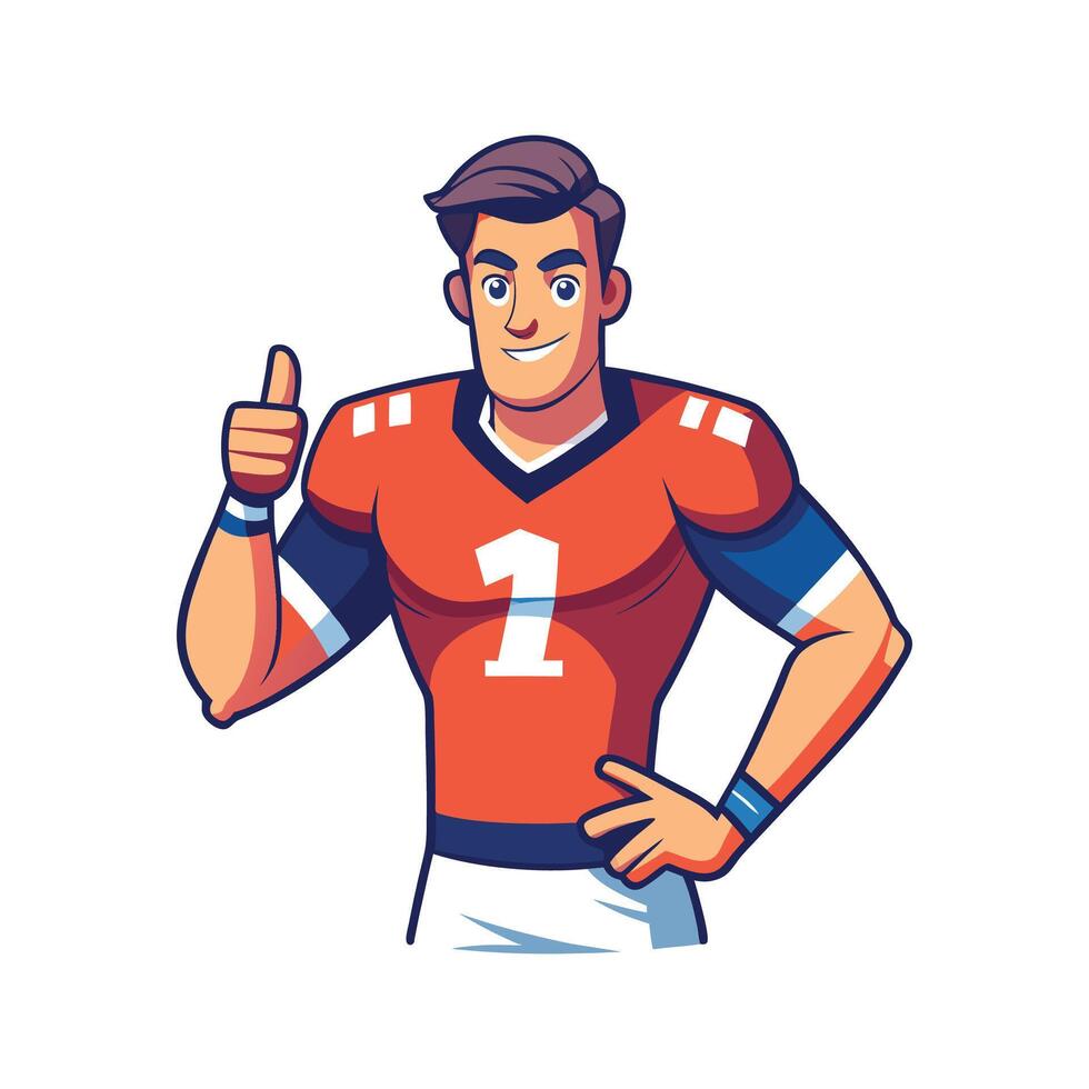 Football Player Tapping Chest in Gesture of Leadership vector