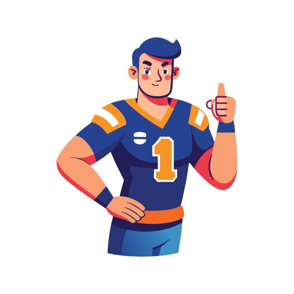 Player Tapping Chest and Pointing in Celebration vector