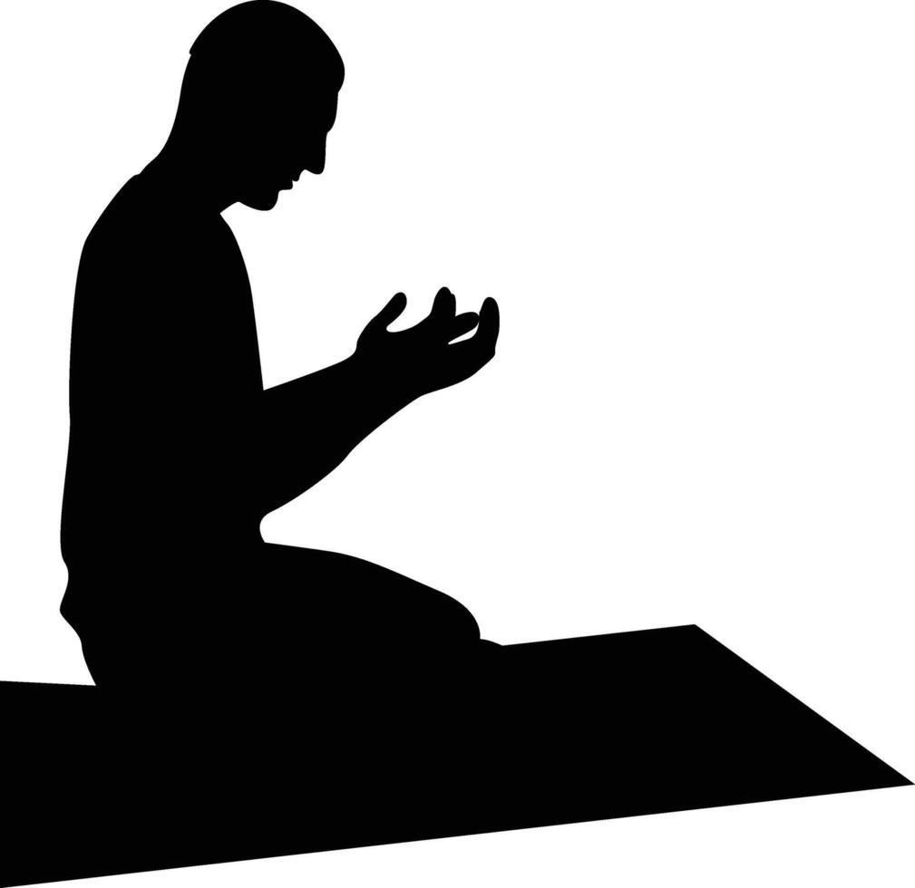 Black Silhouette of Pray Muslim Men. vector