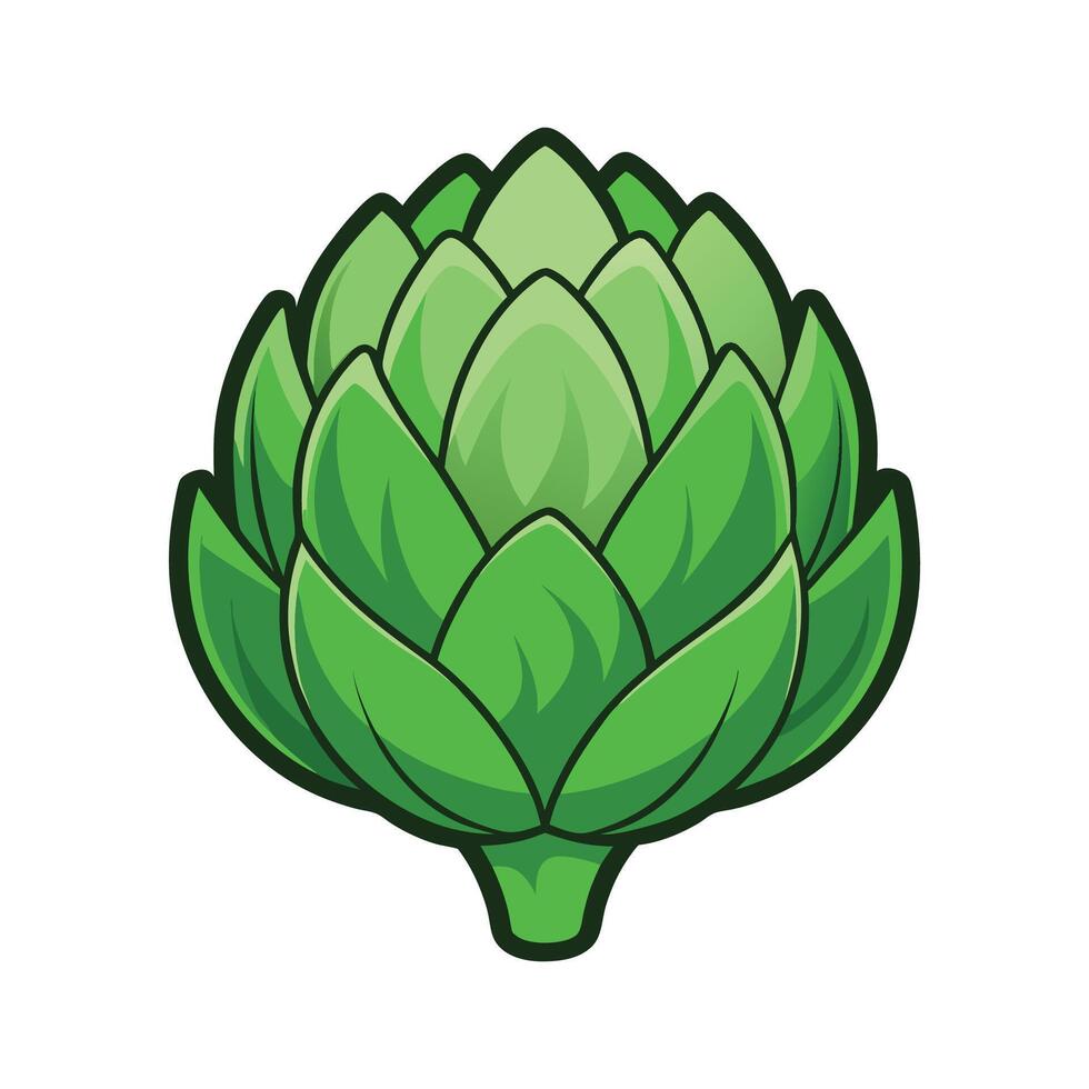 Artichoke with Layered Green Leaves Illustration vector