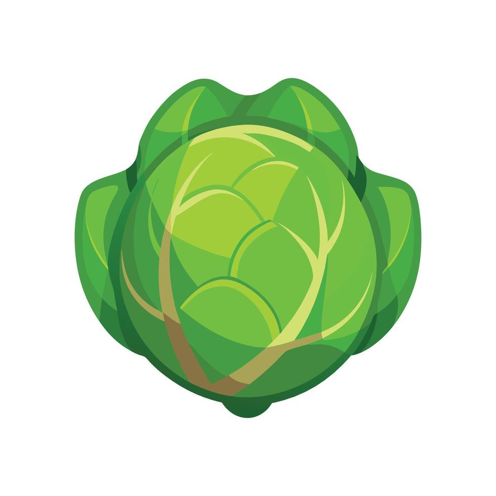 Flat Icon of Brussels Sprout with Layered Leaves vector